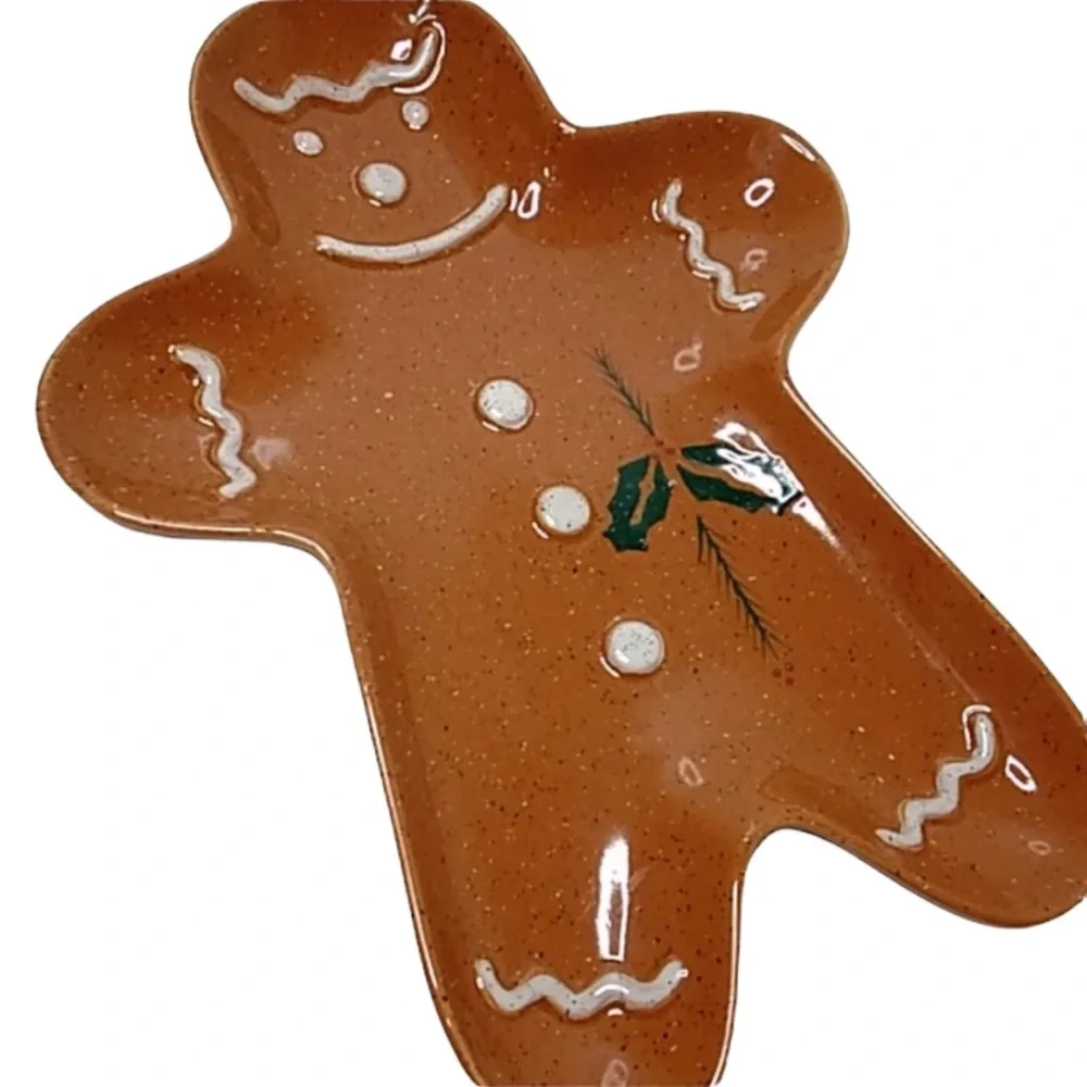Gingerbread Holiday Platter Cookie Trays Christmas Plate Festive Retro Decor